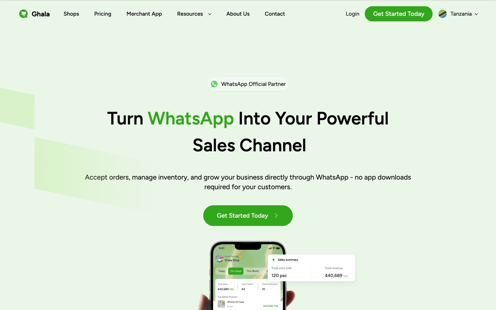 Ghala website screenshot